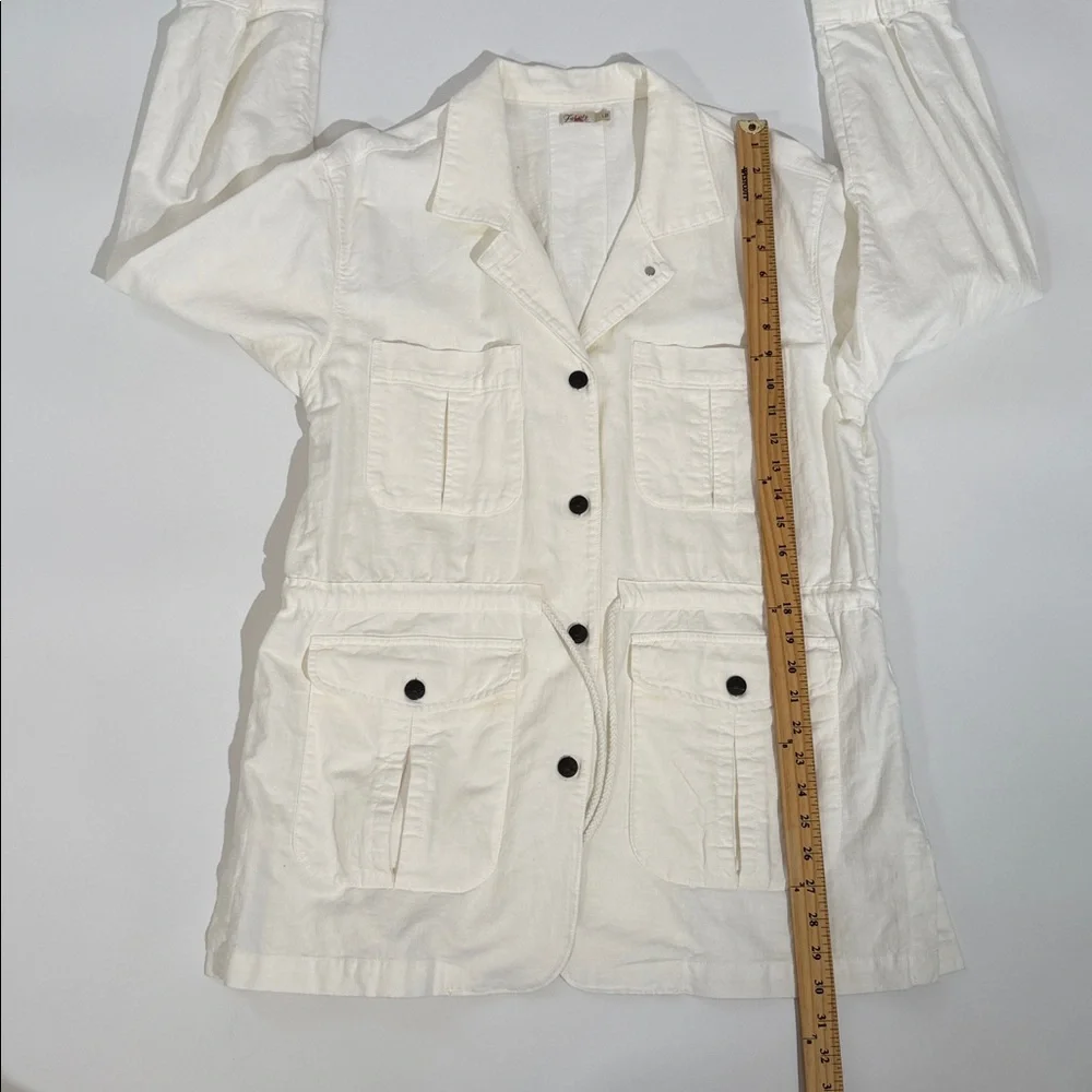 Faherty Larkspur Utility Jacket Size L Ivory White Lightweight - Picture 7 of 12